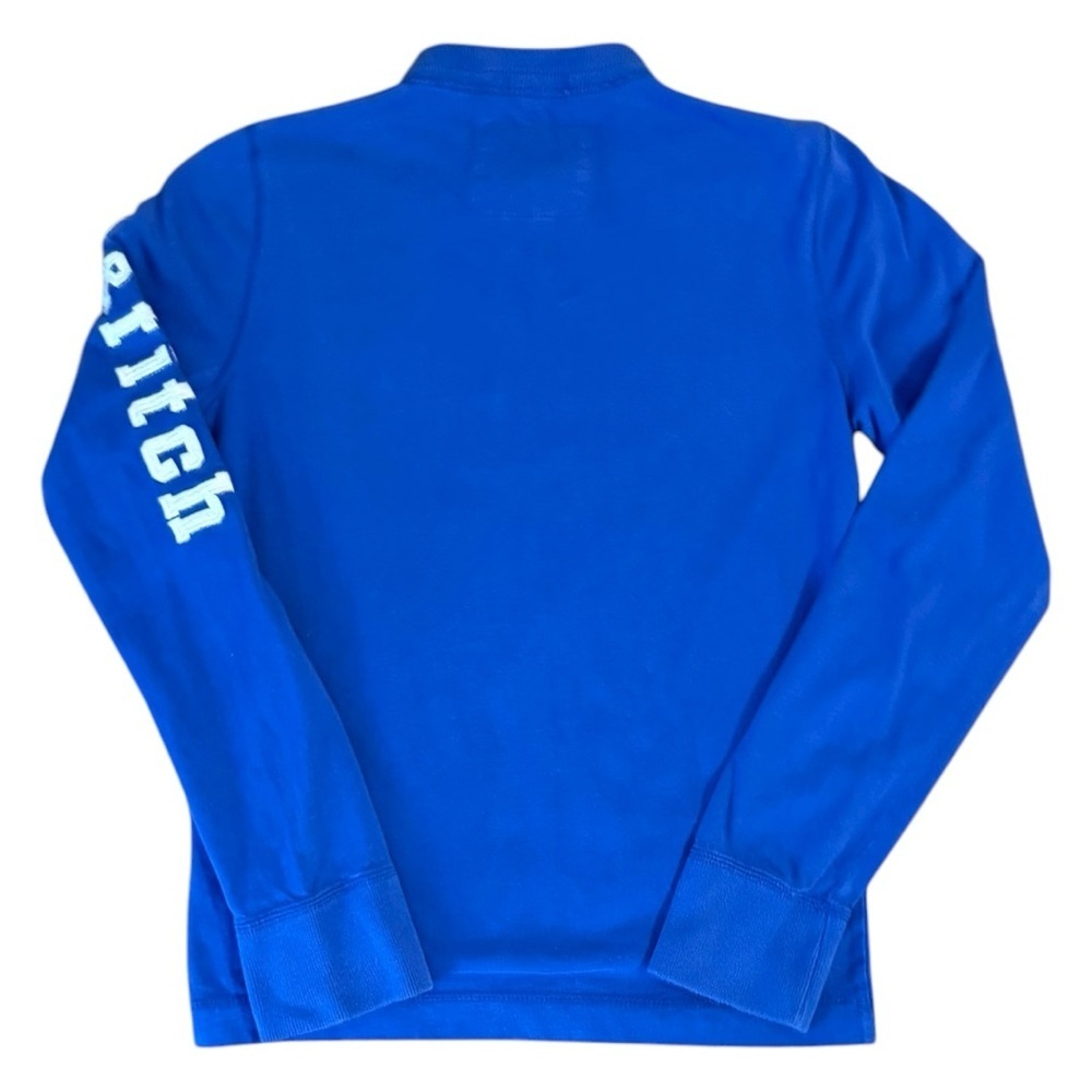Abercrombie Kids Long Sleeve Henley Boys L Blue Logo Sleeve Moose Embroidery - Picture 2 of 5